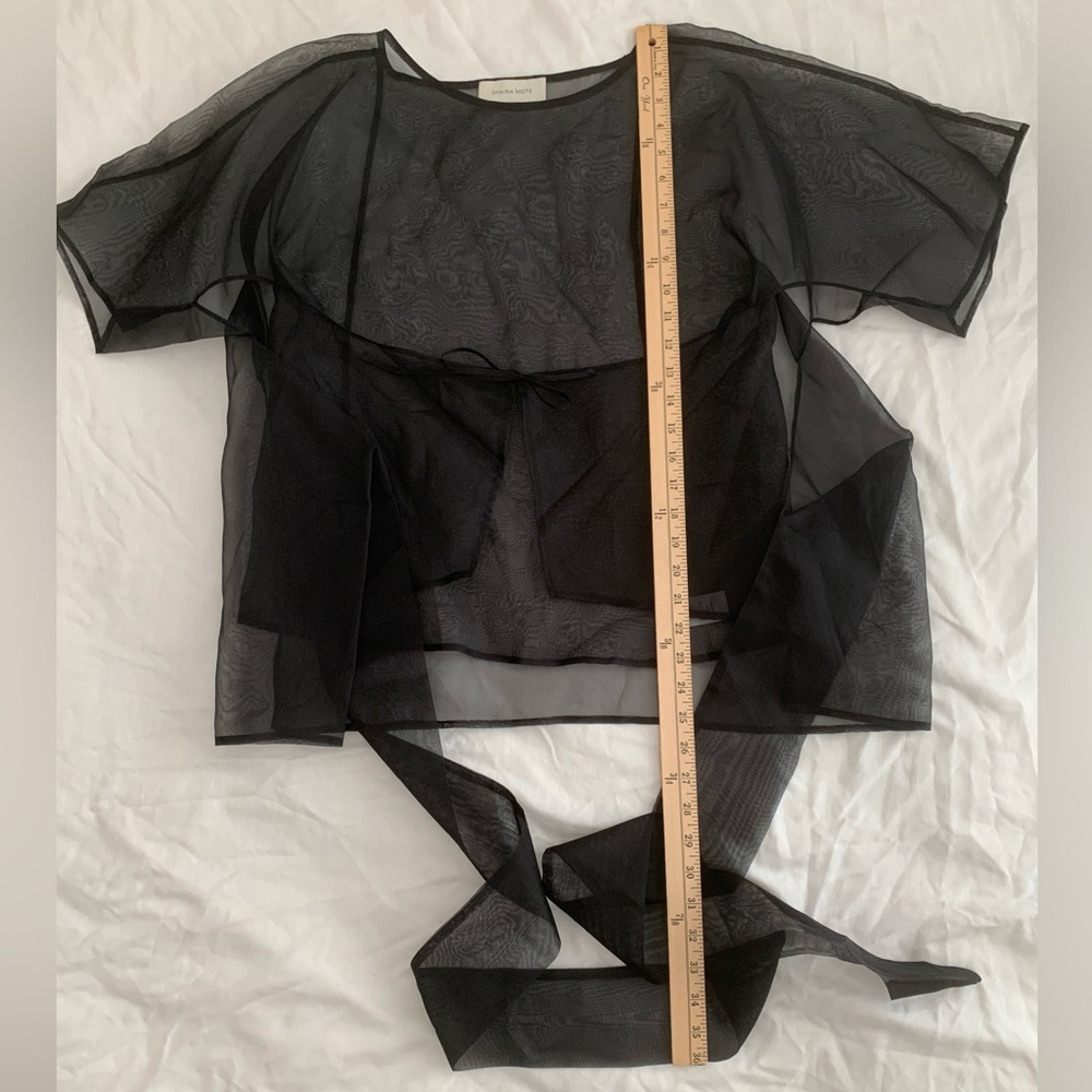 SHAINA MOTE 100% Silk Gia Sheer Organza Wrap Top - Black - Large - Picture 3 of 6